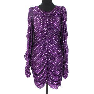 For Love And Lemons La Villette Purple Metallic Polka Dot Draping Mini Dress L